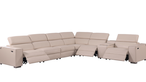 Picasso Beige 3-POWER  Leather Match 7pc Sectional  MI631