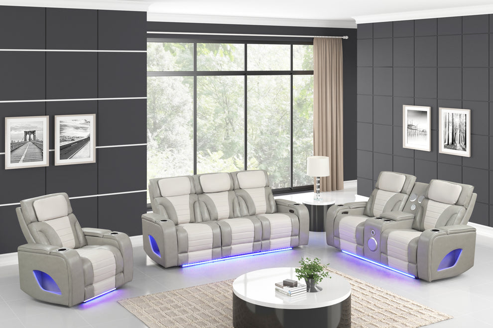 Robin Grey POWER/LED/BLUETOOTH SPEAKERS 3PC Reclining Set S4200