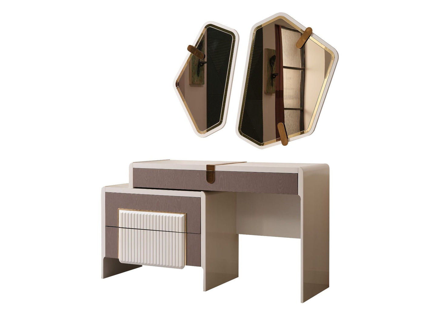 Zurich Luxury Bedroom Set (Bed & Dresser With Mirror & 2 Nightstand)