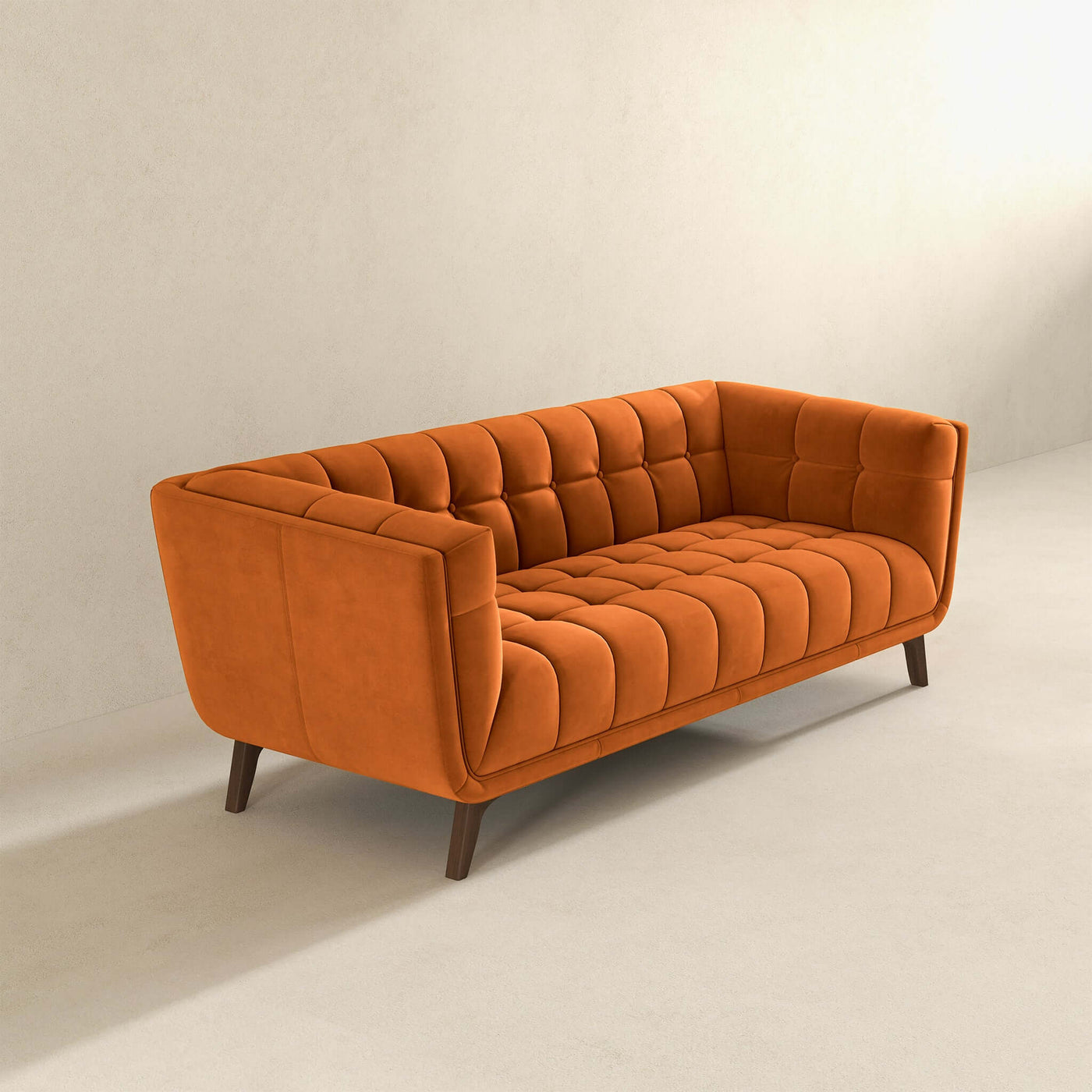 Addison 86" Burnt Orange Velvet Modern Sofa