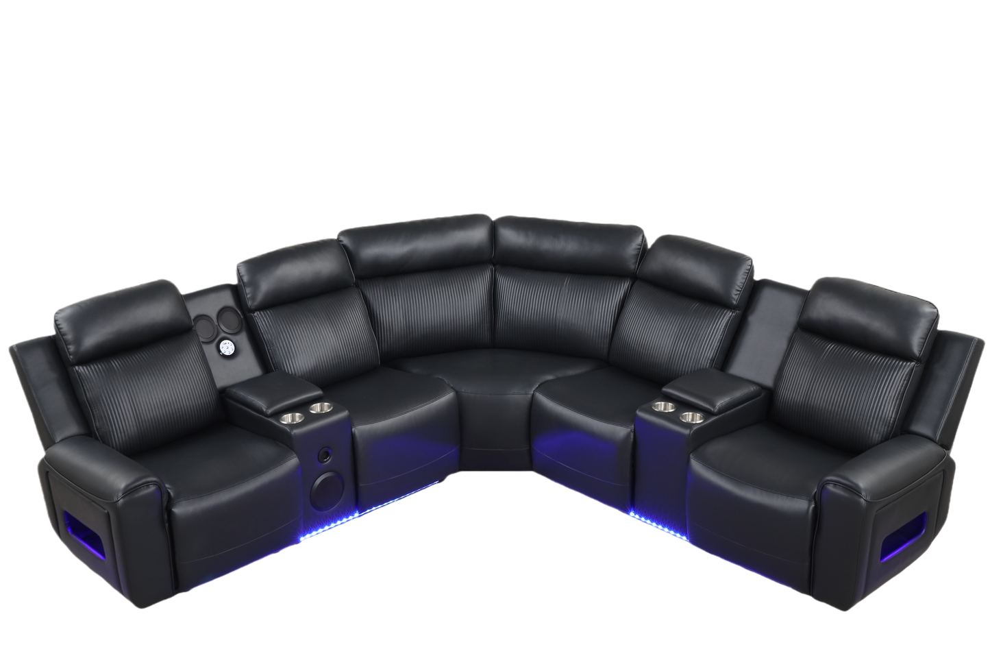 Galaxy Black Leather POWER/BLUETOOTH SPEAKERS/LED Reclining Sectional S3550