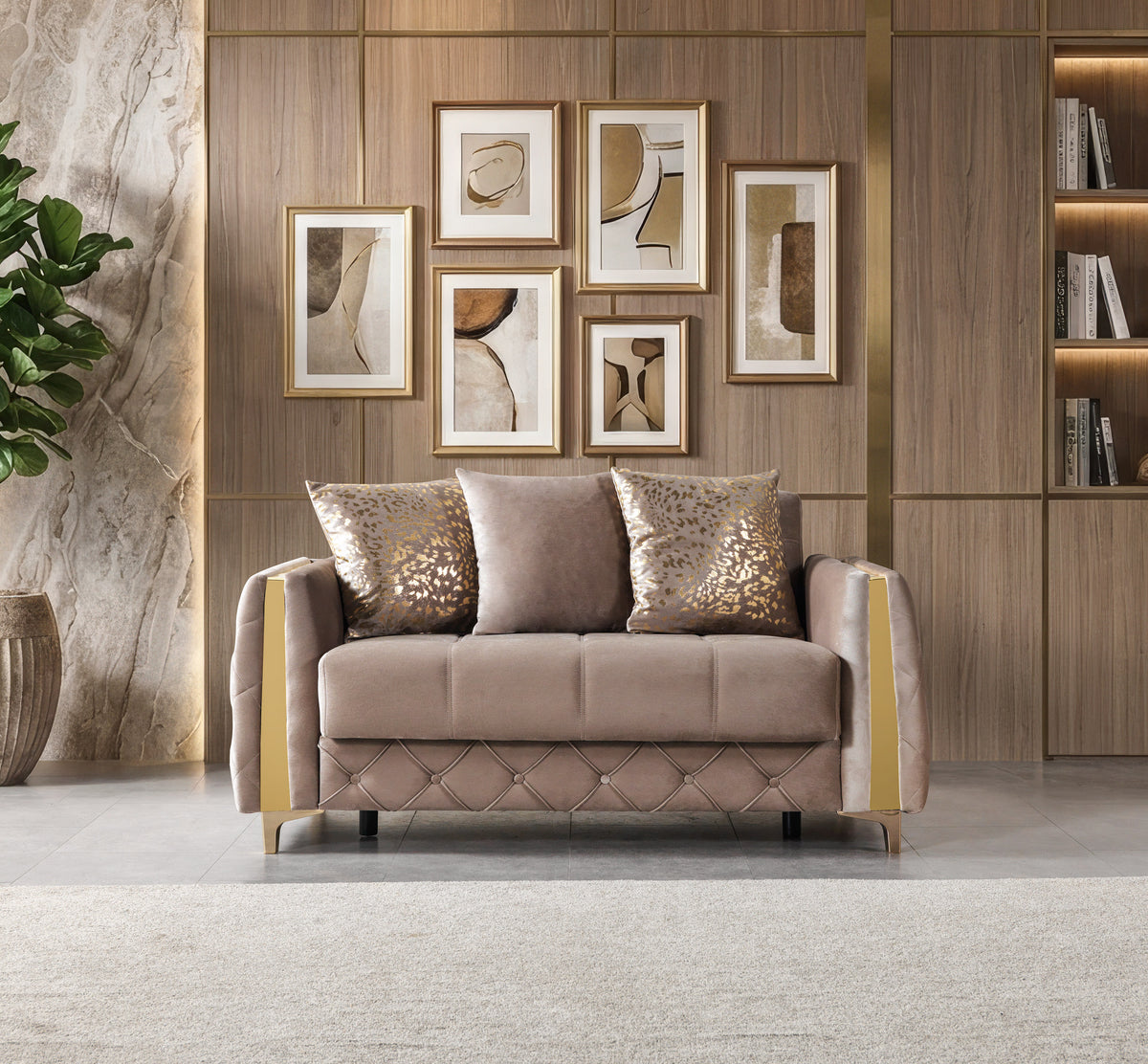 Florence Coffee Velvet Sofa 88" & Loveseat 64"