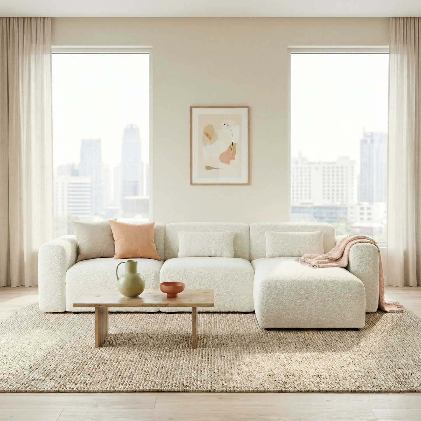 Haledon  Sand Boucle Right Sectional