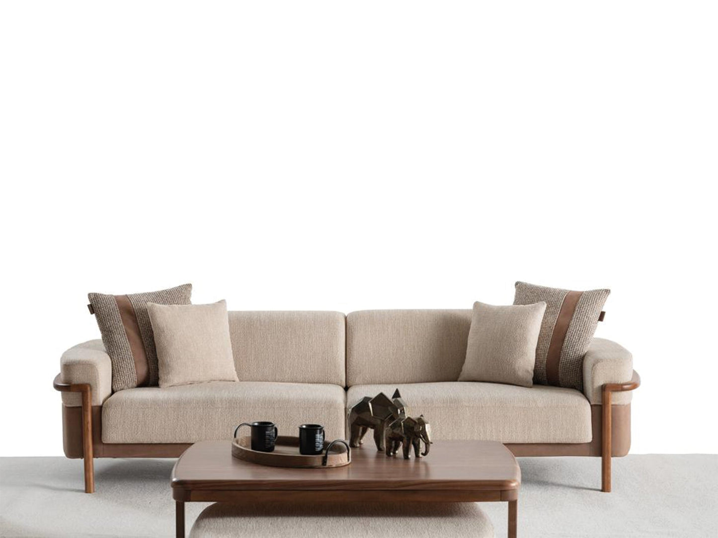 Odin 4-pieces (4 Seater Sofa &  3 Seater Sofa & 2 Chair) Livingroom Set Cream