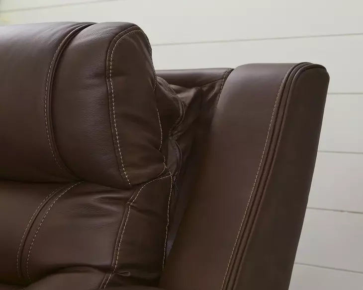 Dreamer Brown Genuine Leather Power Reclining Living Room Set with Audio Seating