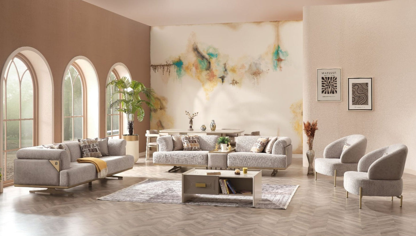 Urla 3-pieces (Sofa & Module Sofa & 1 Chair) Livingroom Set Cream