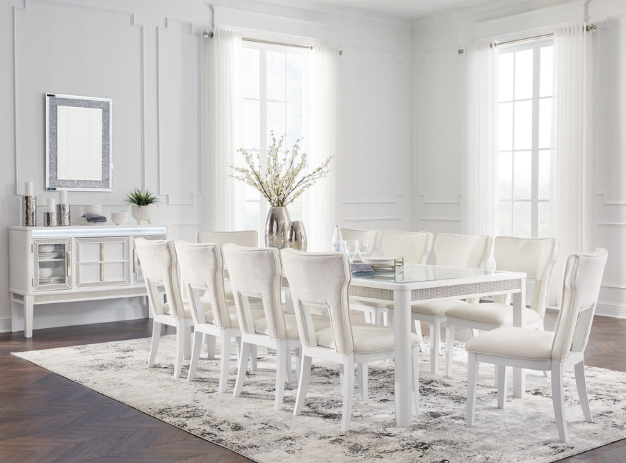 Chalanna Dining Table and 8 Chairs in White D822