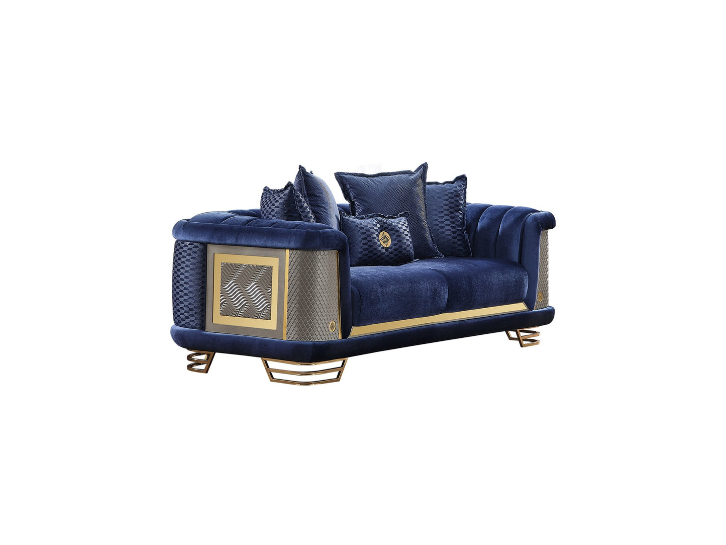 Romans 3-pieces (Sofa & Loveseat & Chair) Livingroom Set Navy Blue
