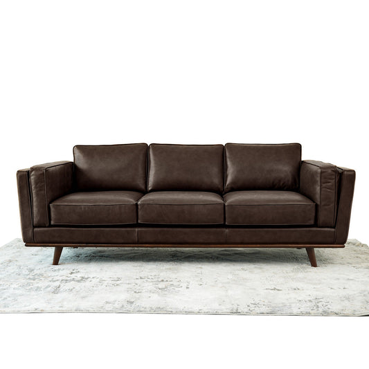 Chase 91" Campari Brown Genuine Leather Sofa