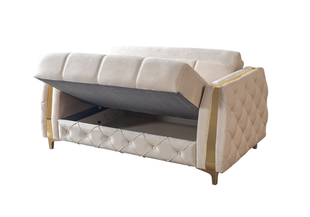 Florence Ivory Velvet Sofa 88" & Loveseat 64"