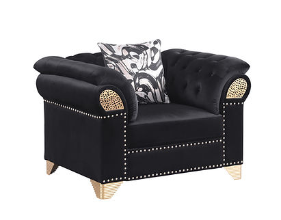 Emma Black Velvet Sofa and Loveseat S3600