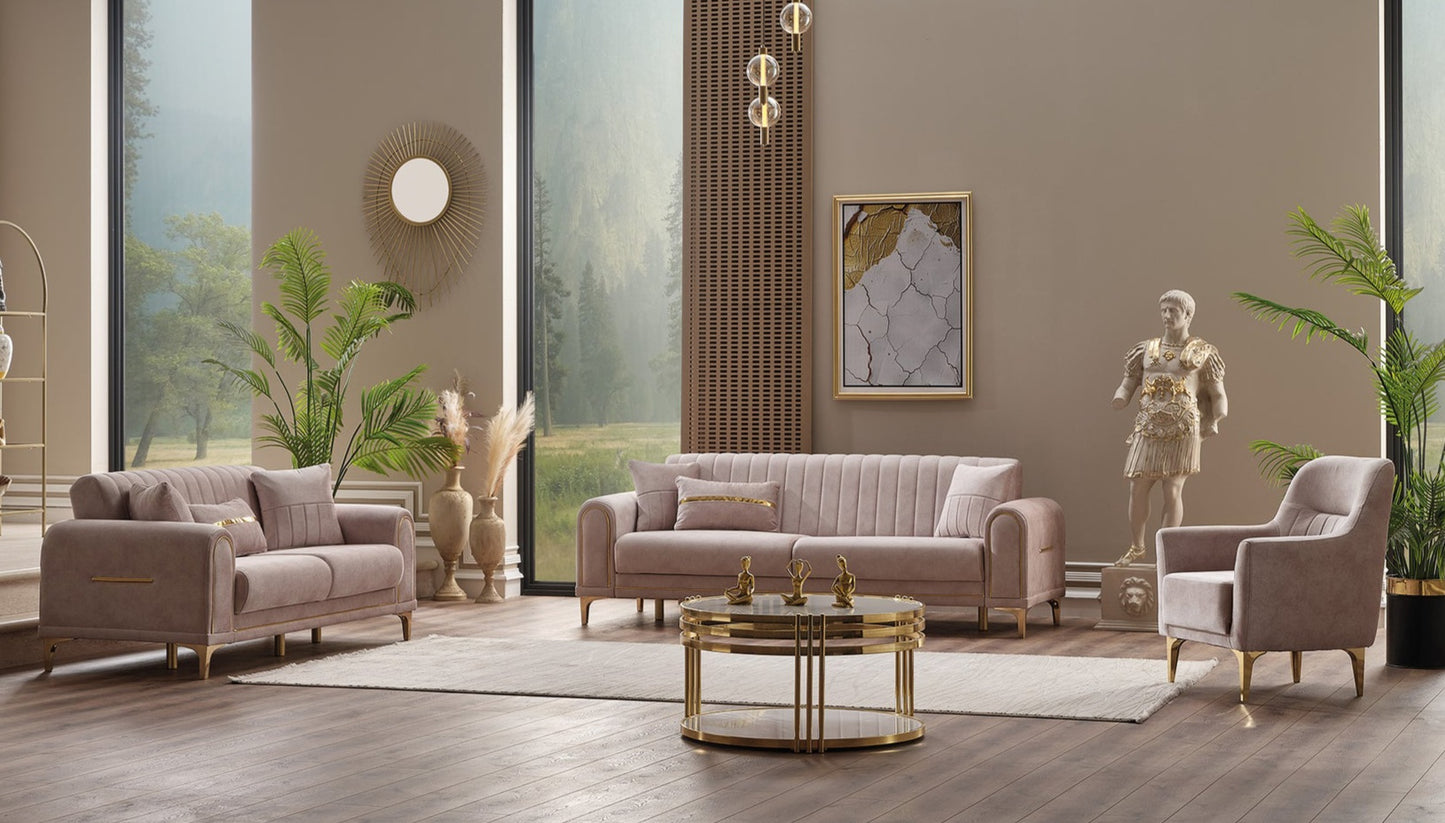 Orion 3-pieces (Sofa & Loveseat & Chair) Livingroom Set Cream