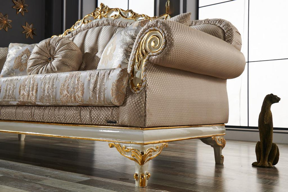 Kardelen 2-pieces (1 Sofa & 1 Loveseat) Livingroom Set Cream