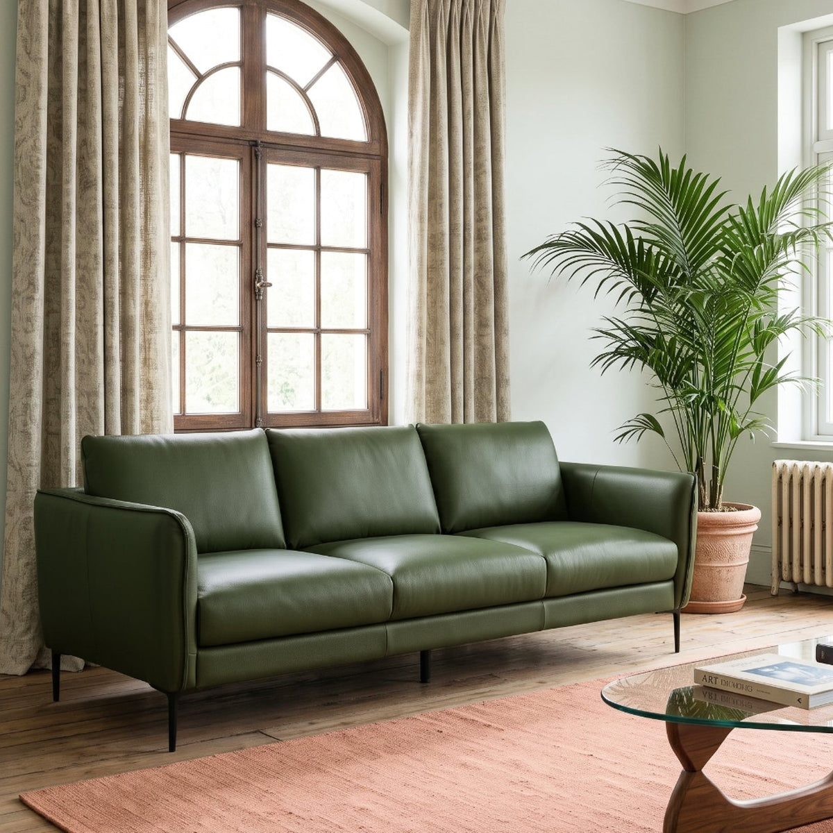 Cooperstown Green TOP GRAIN LEATHER Sofa