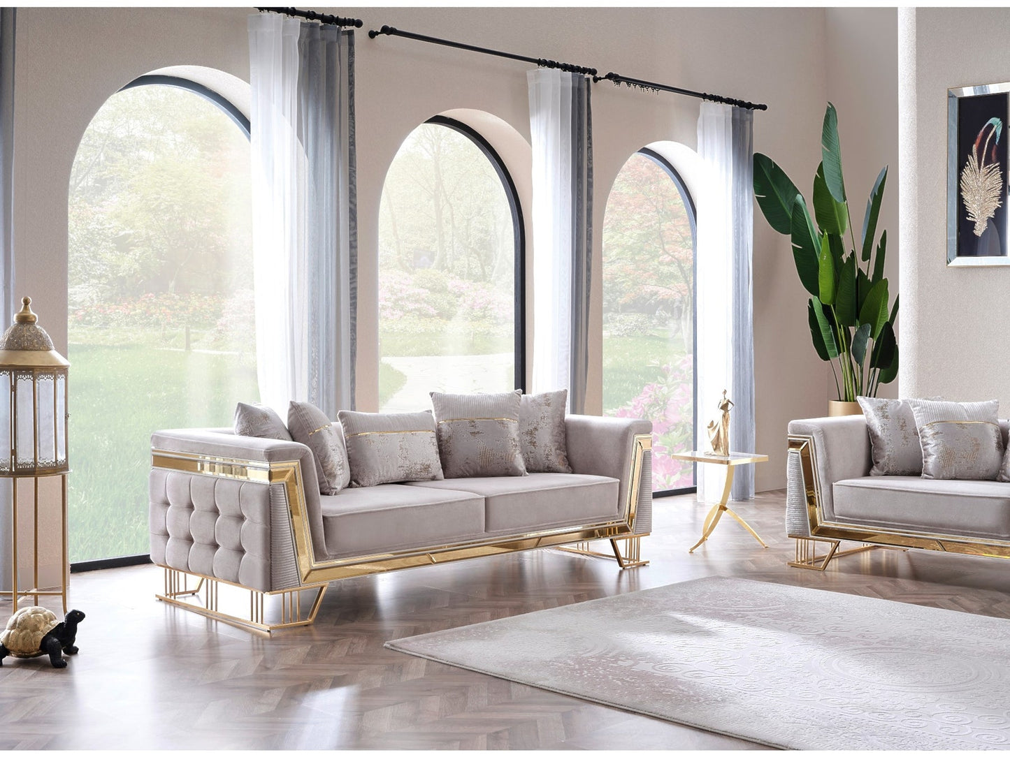Munich 3-pieces (Sofa & Loveseat & Chair) Livingroom Set Cream