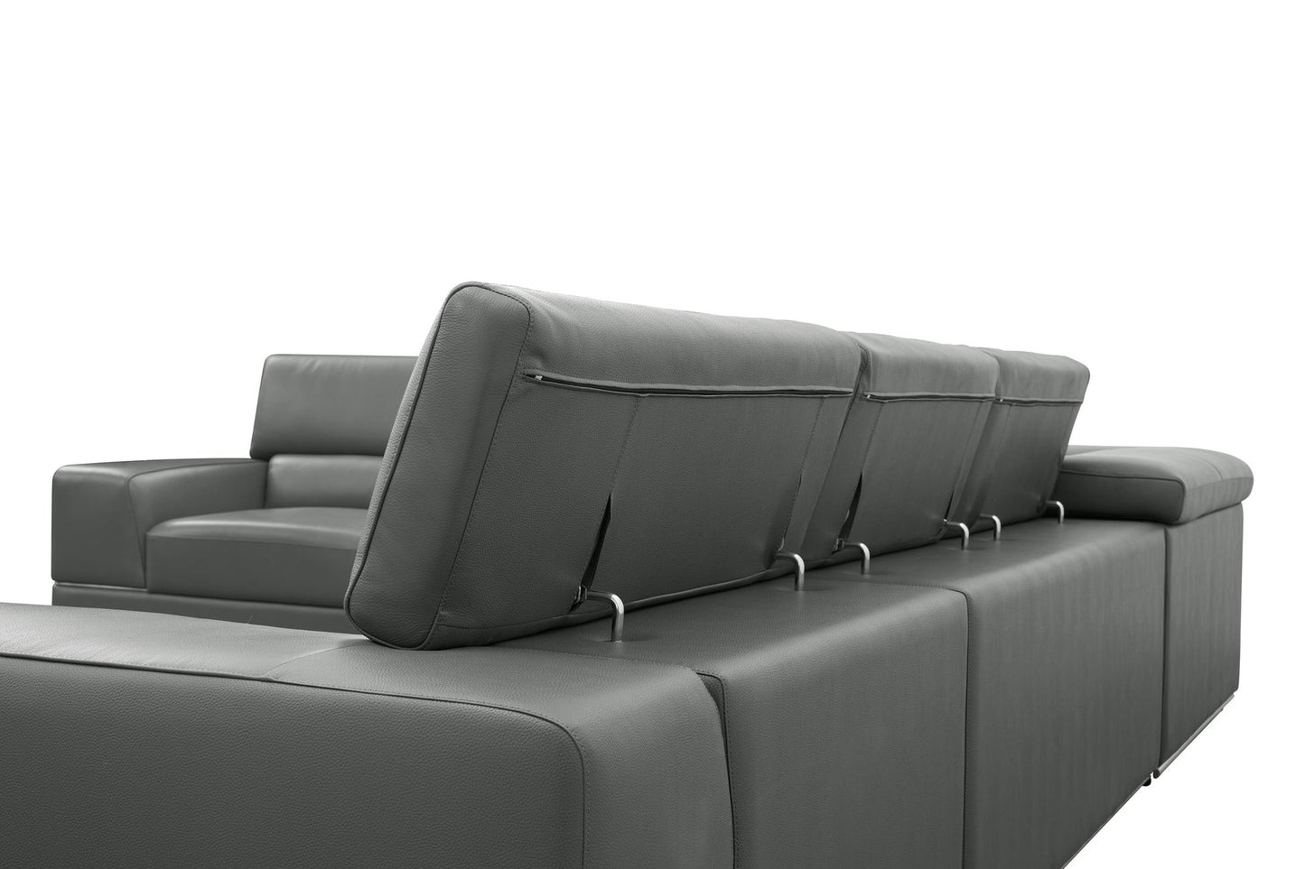 Nella Dark Grey Sectional Sofa | Italian Leather Match MI-5107