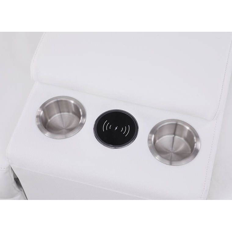 Picasso White 3-POWER  Leather Match 7pc Sectional  MI631