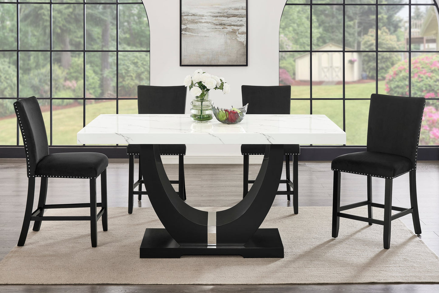 Larry Black Counter Height Set D181