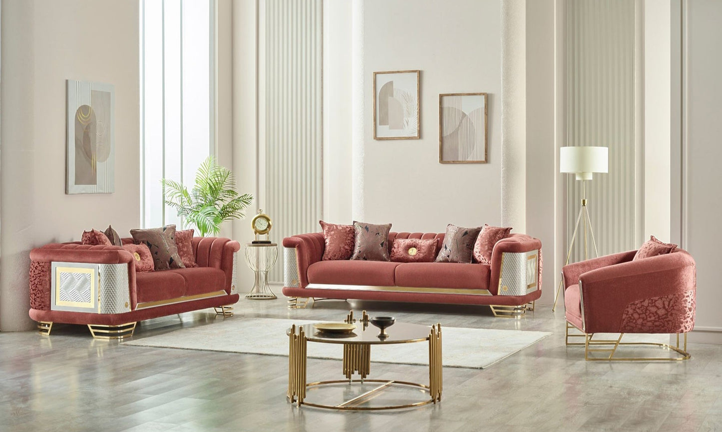 Romans 3-pieces (Sofa & Loveseat & Chair) Livingroom Set Brick