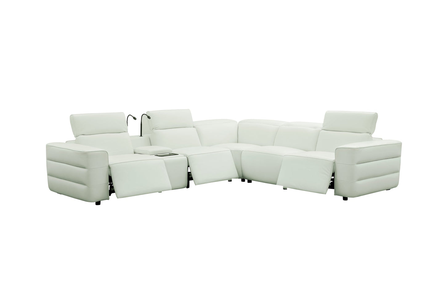 Holly White Italian Leather/Match POWER Reclining Corner Sectional (3 Power Recliners + 1 Console) MI-2520