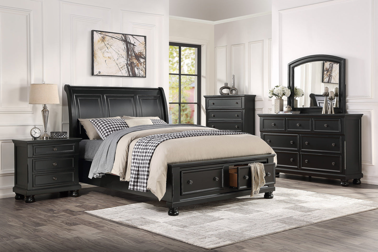 Laurelin Black Storage Platform Bedroom Set 1714