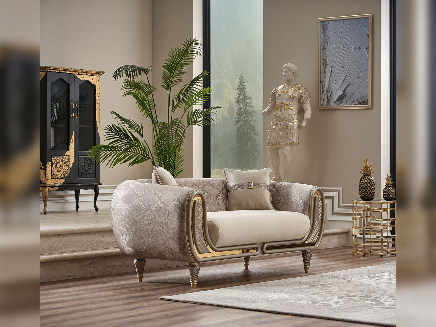 Lima 3-pieces (Sofa & Loveseat & Chair) Livingroom Set Cream