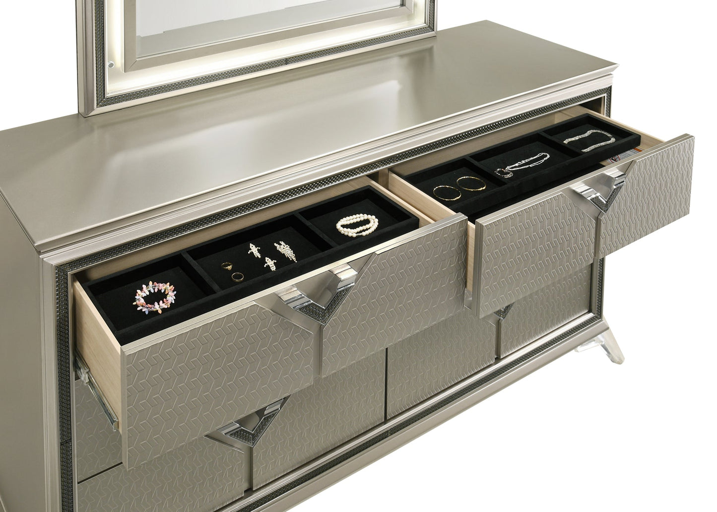 Larana Olive Silver LED Panel Bedroom Set B6850