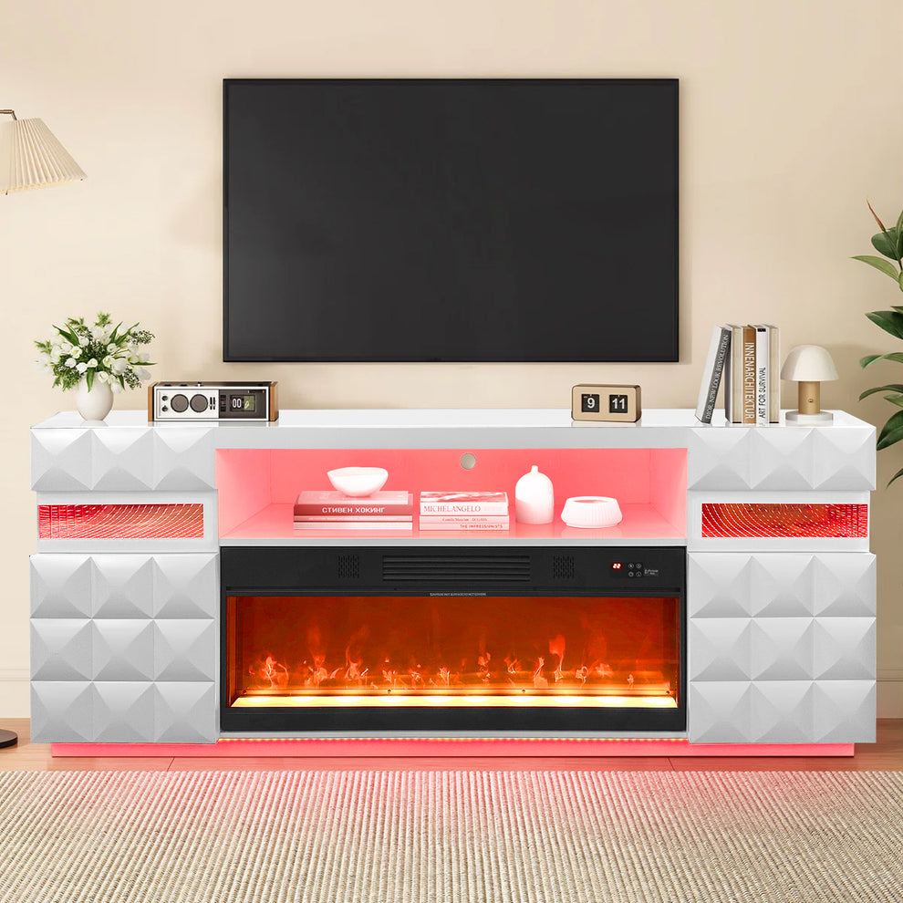 Alix White LED/BLUETOOTH SPEAKERS Smart Fireplace
