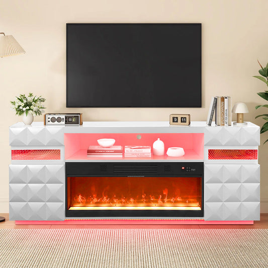 Alix White LED/BLUETOOTH SPEAKERS Smart Fireplace