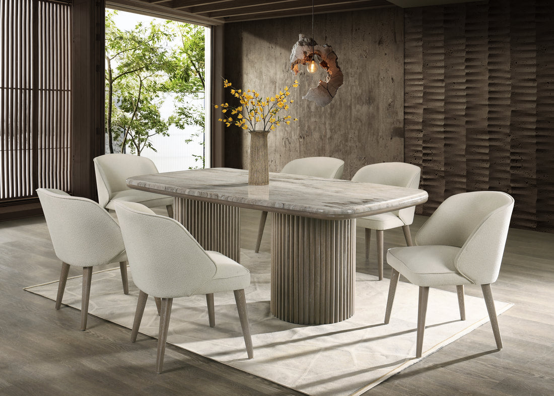 Samara GENUINE MARBLE 7pc Dining Room Set