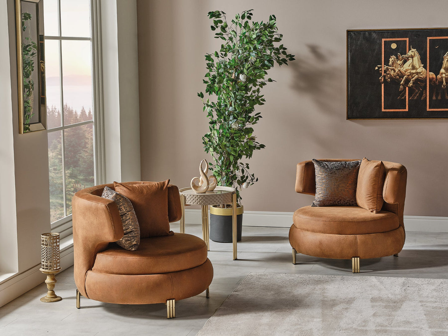 Paris 3-pieces (Sofa & Loveseat & Chair) Livingroom Set Brown
