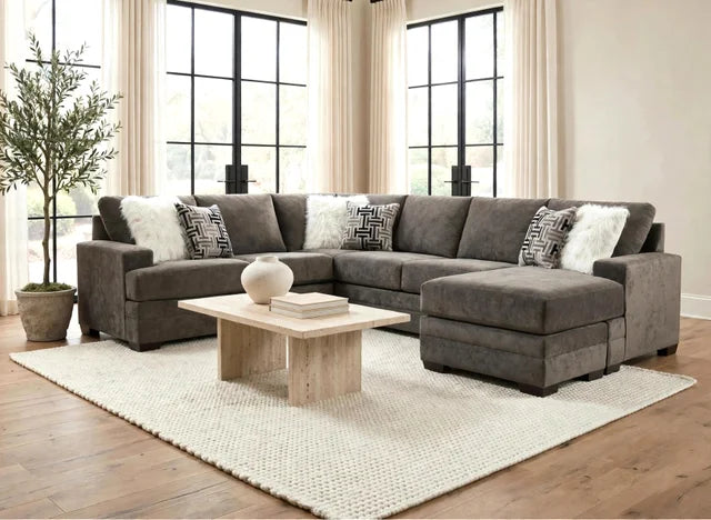 2760-07 Charcoal Fabric Reversible Sectional