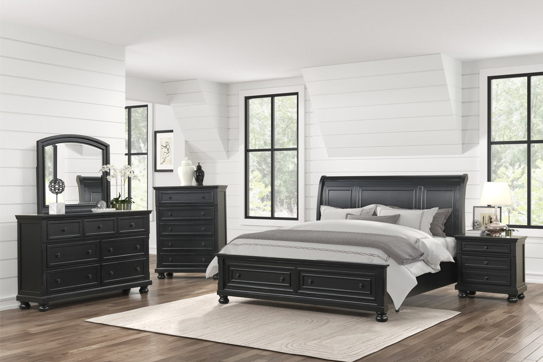 Magnolia30 Black Panel Bedroom Set