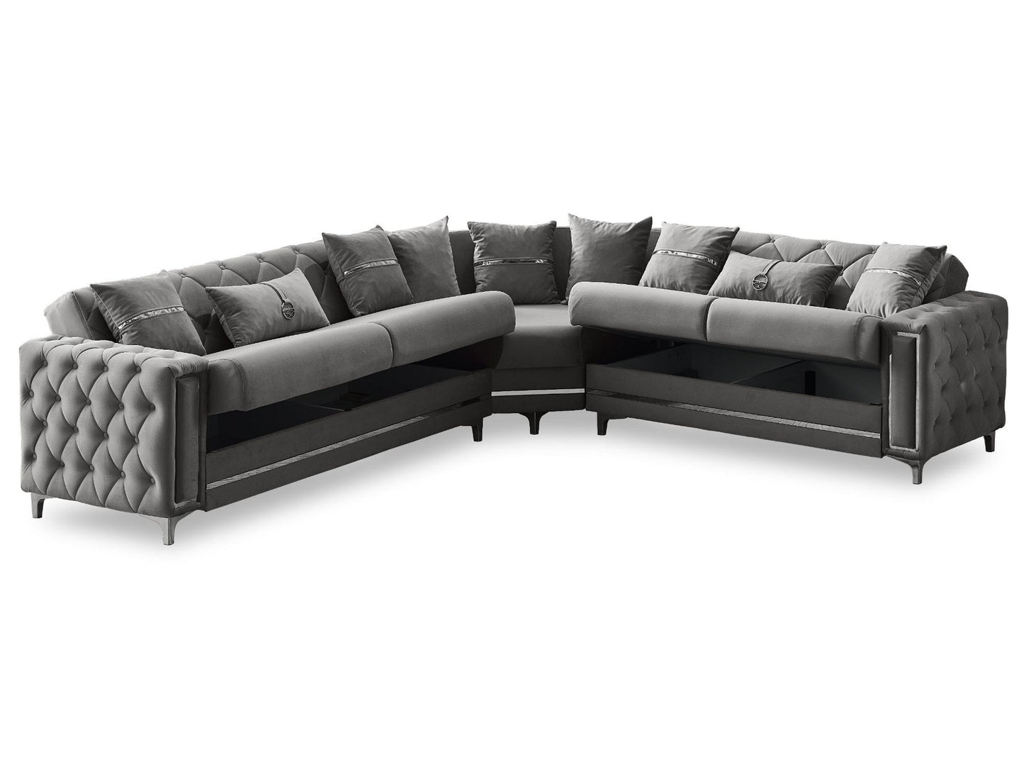 Bolivya Convertible Sectional Sofa Grey