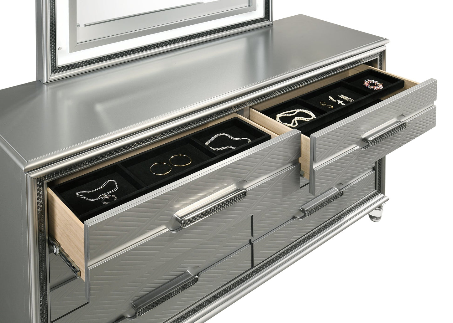 Amiri Silver LED Platform Bedroom Set B6700