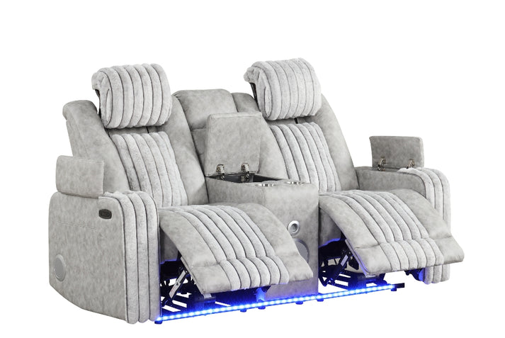 Lita Grey POWER RECLINER/ HEADREST/LED 3pc Living Room Set S4225