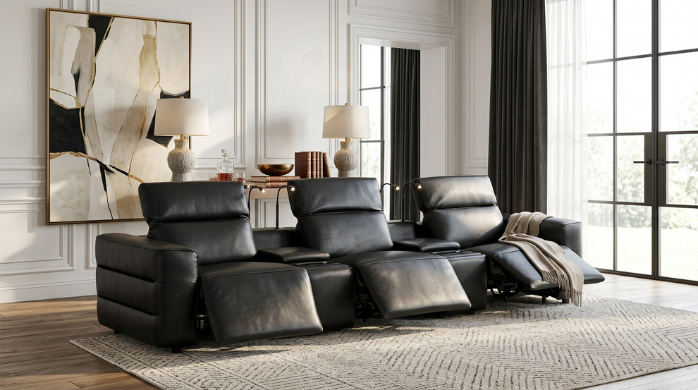 Diamante Black 3pc POWER Reclining Sofa MI-2515