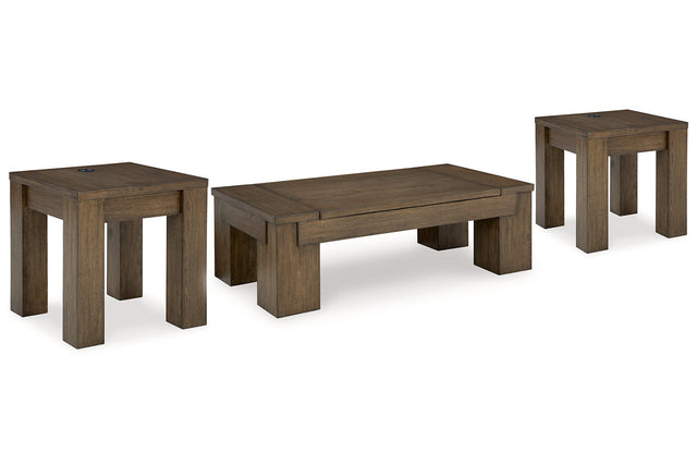 Rosswain Warm Brown Lift-top Coffee Table and 2 End Tables T763
