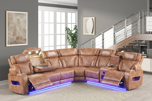 Barcelona Brown POWER/LED/BLUETOOTH SPEAKERS Sectional