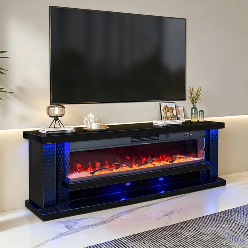 Aira Black LED/BLUETOOTH SPEAKERS  Fireplace Entertainment Center