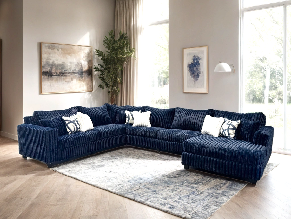 Blue 170" 4pc OVERSIZED Sectional 9900