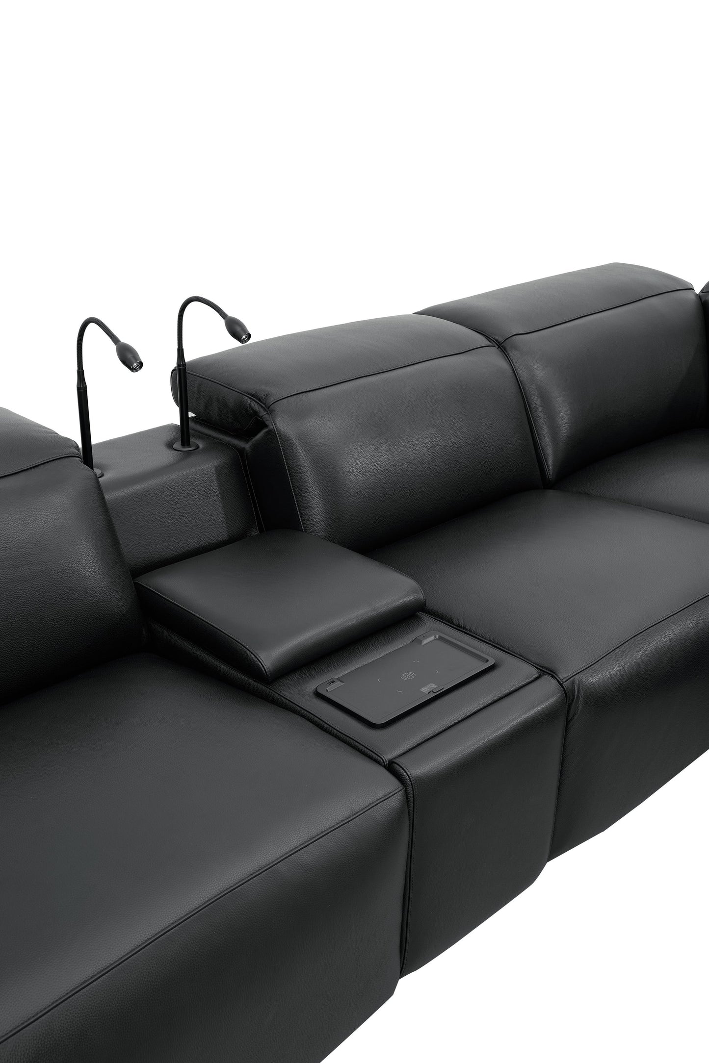 Holly Black Italian Leather/Match POWER Reclining Corner Sectional (3 Power Recliners + 1 Console) MI-2520