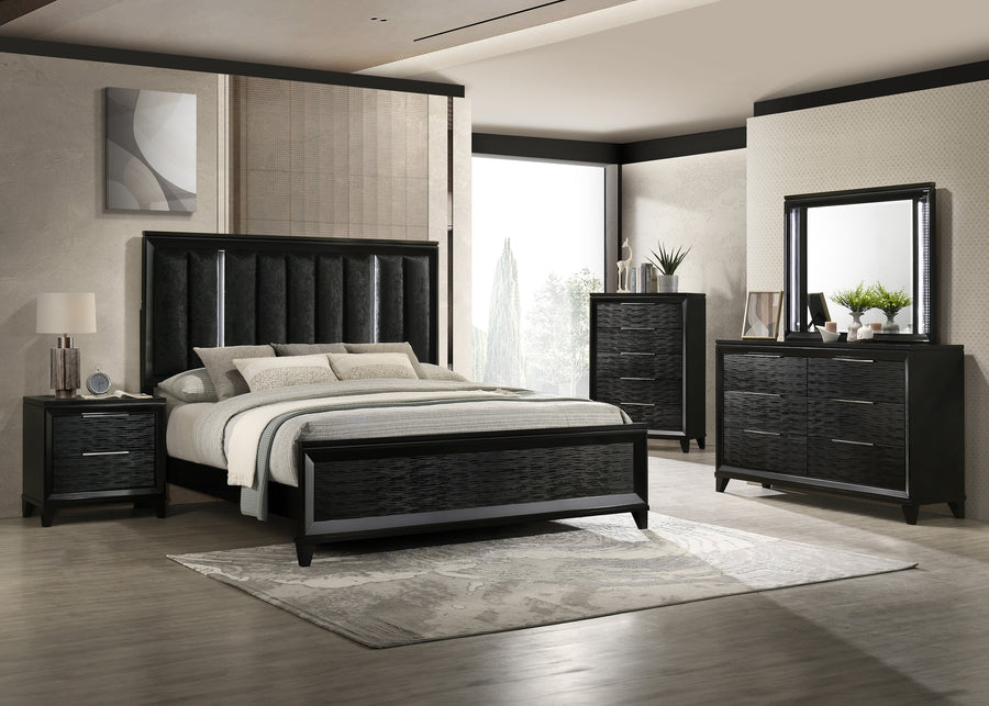 Cressida Black LED Upholstered Panel Bedroom Set B7350