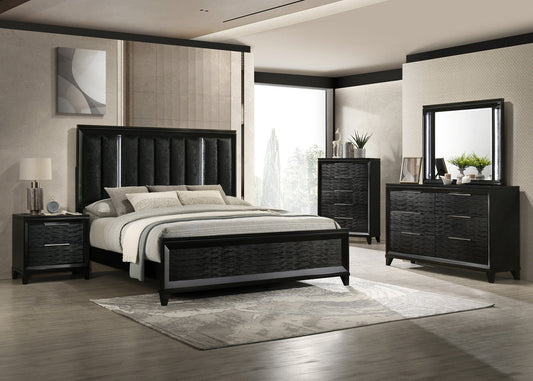 Cressida Black LED Upholstered Panel Bedroom Set B7350