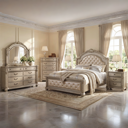 Evelyn Champagne Classic Luxury Bedroom Set