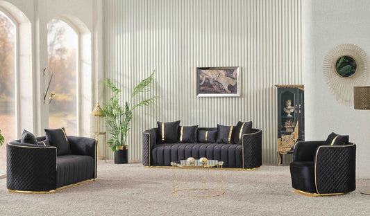 Ceko 3-pieces (Sofa & Loveseat & Chair) Livingroom Set Black