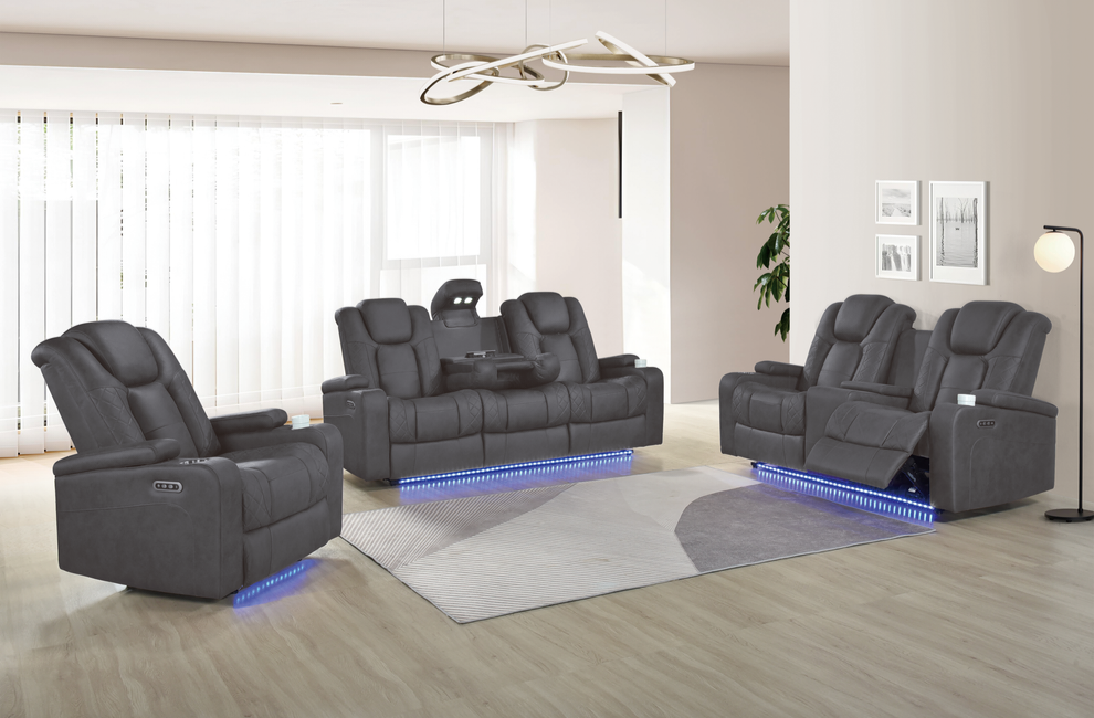 Ashley Grey POWER/LED 3pc Reclining Set S9304