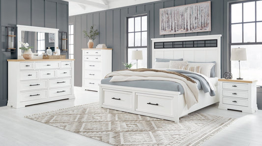 Ashbryn White/Natural Storage Platform Bedroom Set B844