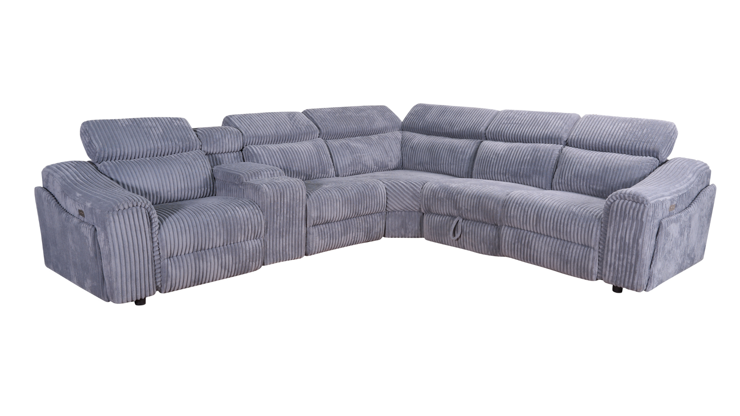 Yash Grey Corduroy POWER Reclining Sectional S7033