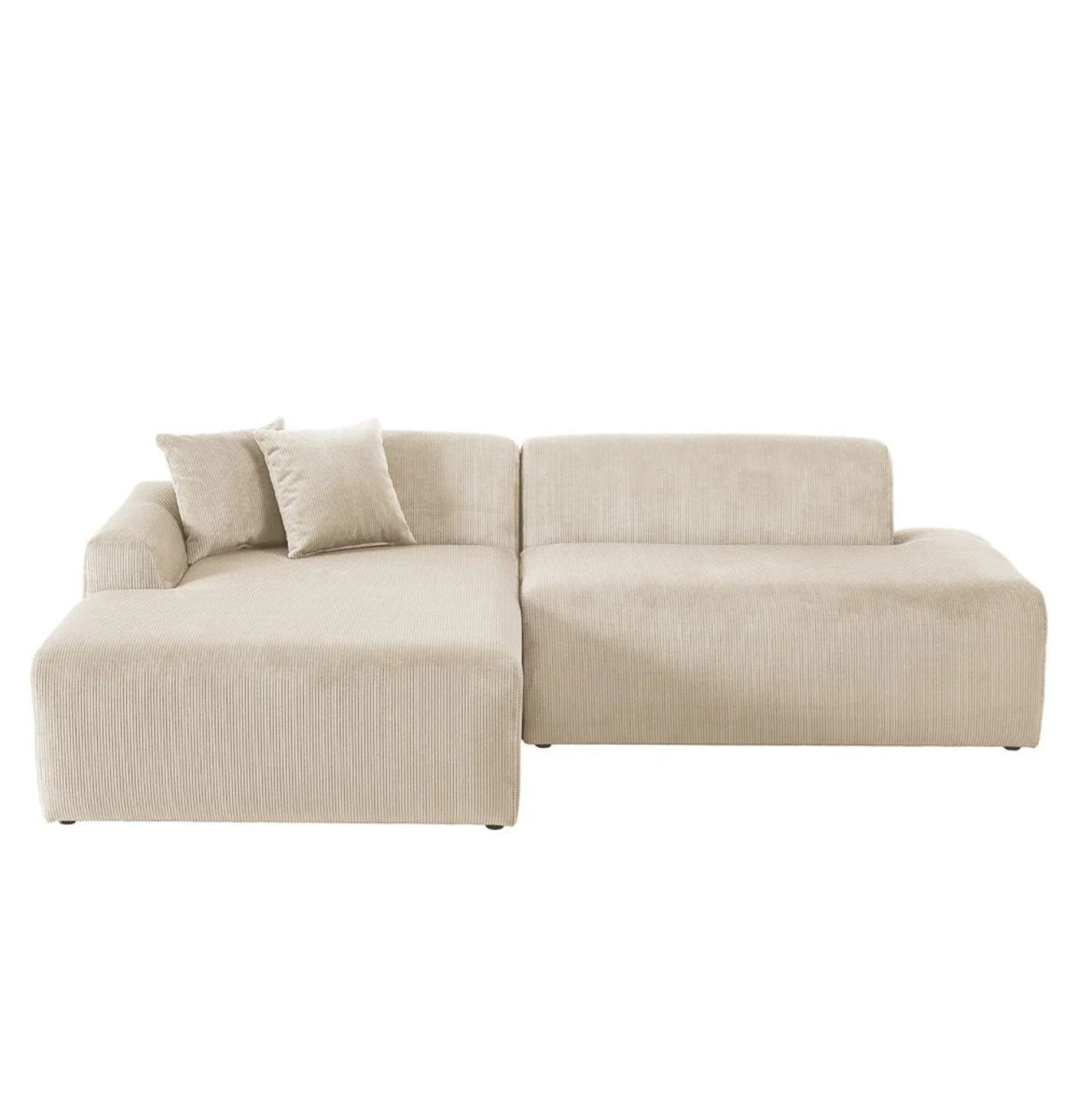 Mar Cream LAF Sectional Corduroy Sofa